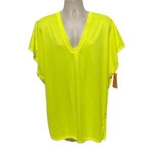 Neon Yellow Deep Neck Sports T-Shirt L